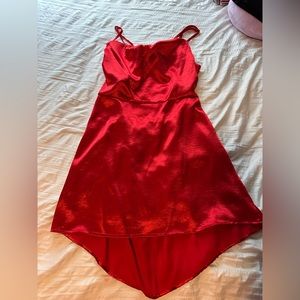 Satin open back tie dress